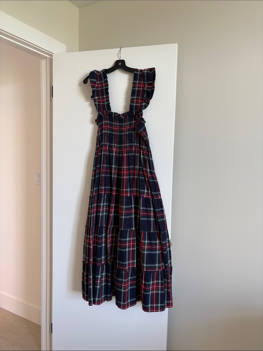 Hill House Tartan Nap Dress in Navy, Red, Green